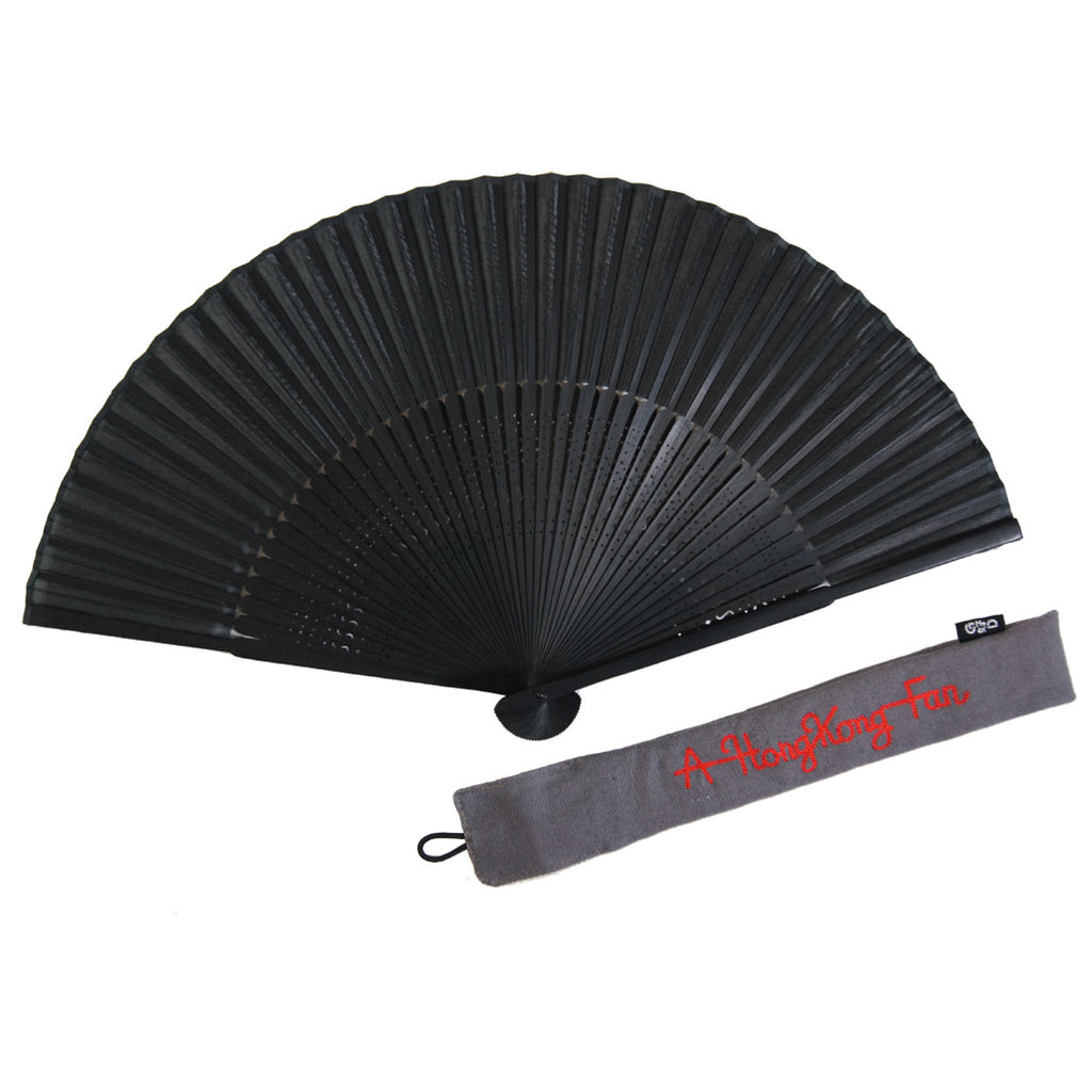 black folding fan