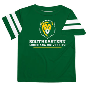 PRE-ORDER: Southeastern Louisiana Lions Green T-Shirt Stripes On Sleeve - Chickie Collective