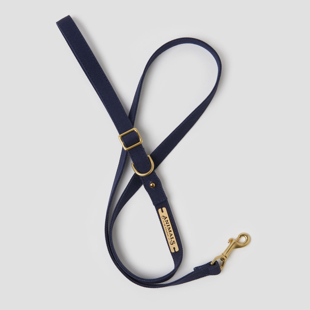 Navy Organic Canvas Dog Leash - Easy Tie | Animals in Charge
