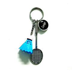custom name badminton keychain in blue