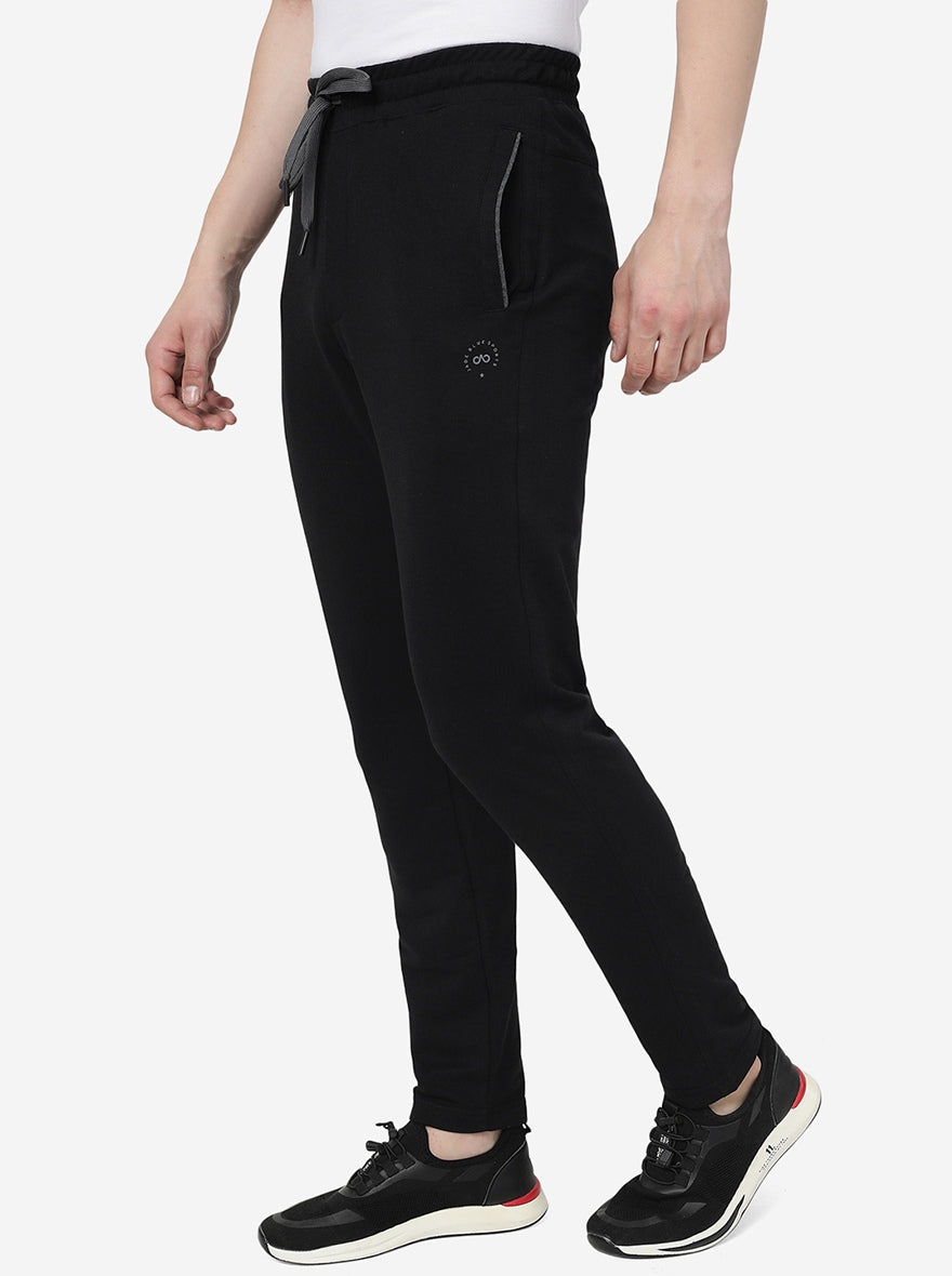 Black Track Pant for Men - Solid & 100% Cotton Regular Fit