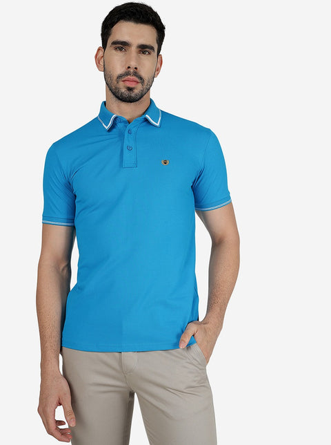 Ocean Blue Pure Cotton Full Sleeves Polo T-Shirt By NoLogo, NLCOREFP-106