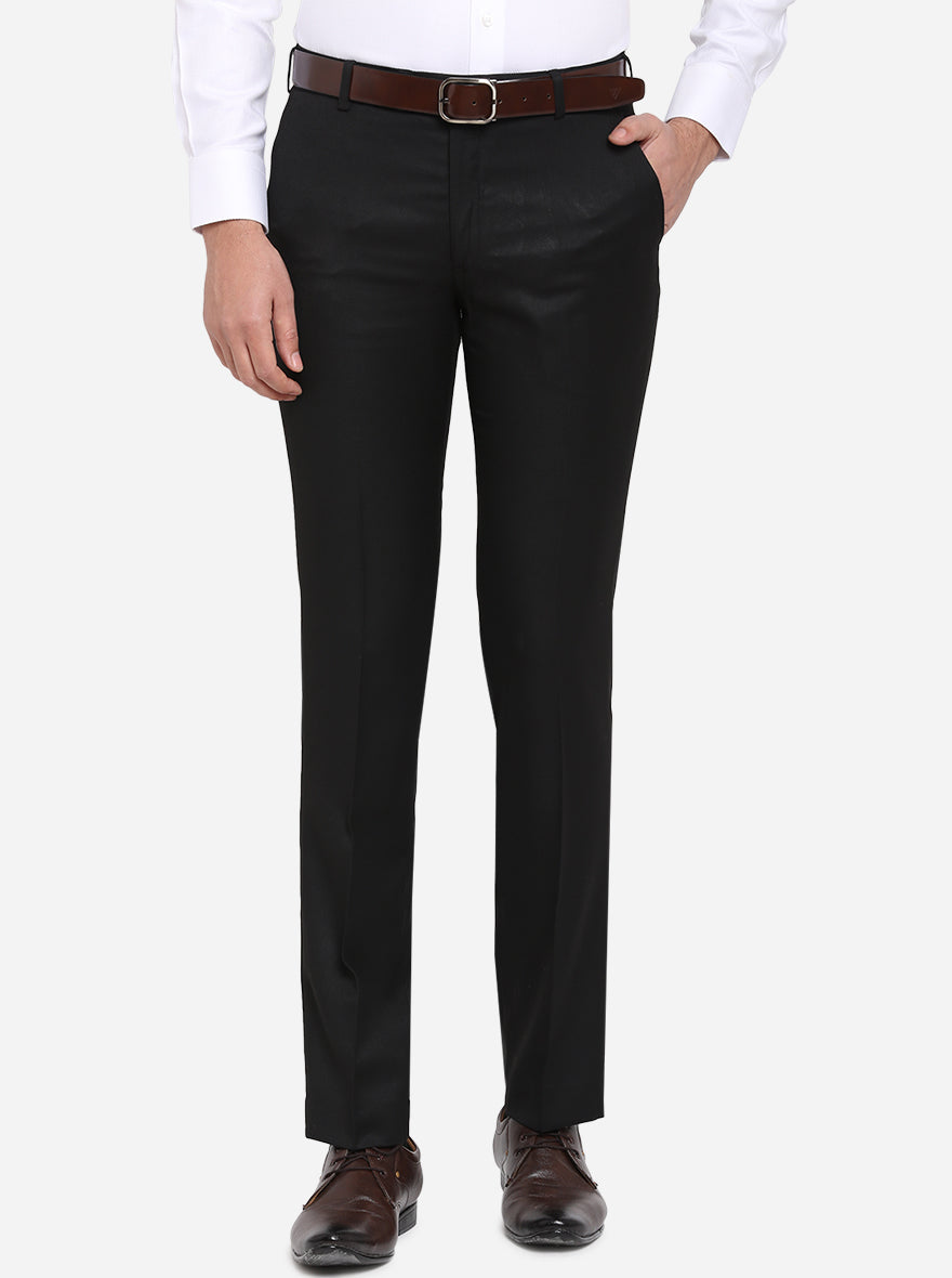 Buy Men Black Solid Super Slim Fit Trousers Online  172855  Peter England