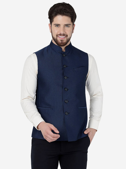 Black matka silk Nehru jacket - Rohit Kamra - 30Shades