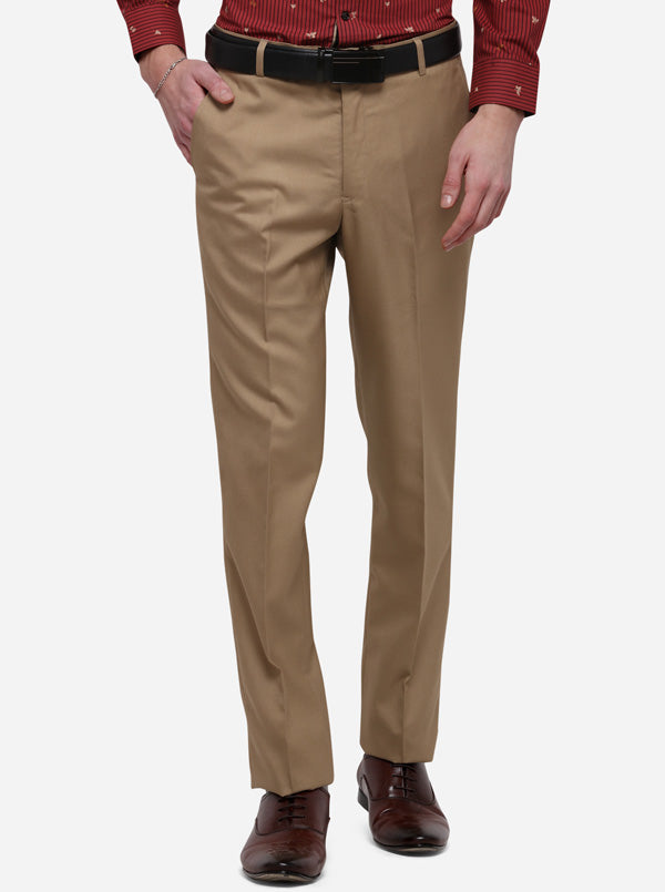 Khaki Solid Regular Fit Formal Trouser 6635221htm  Buy Khaki Solid  Regular Fit Formal Trouser 6635221htm online in India