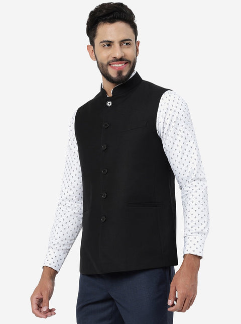 Buy MODI JACKET Textured Terry Regular Fit Men's Nehru Jacket | Shoppers  Stop