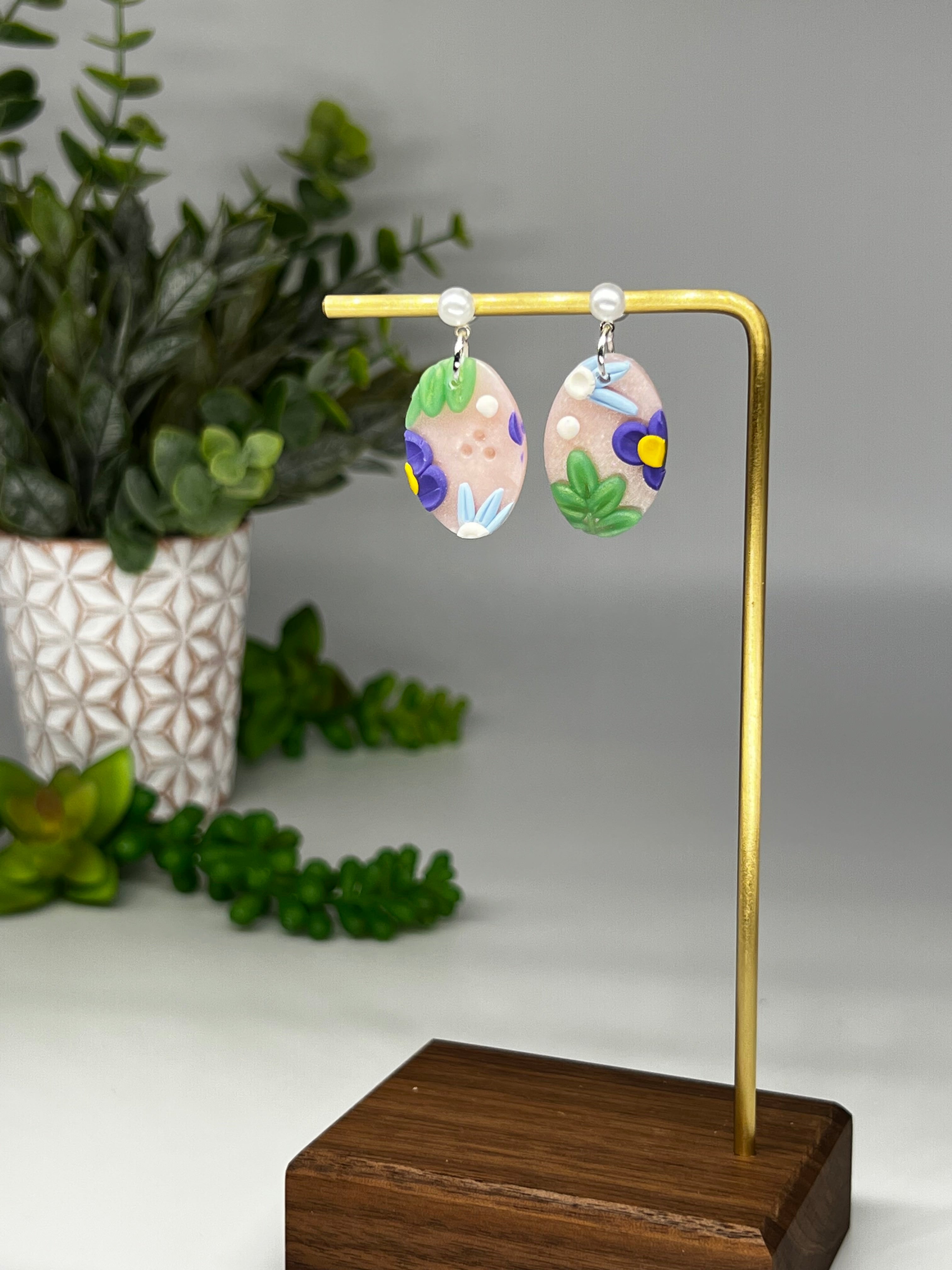 Spring Floral Oval Dangle
