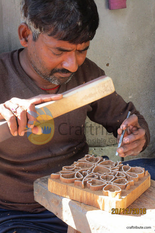 Carving of the wooden block