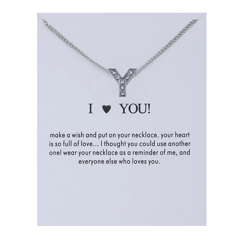 Alphabet Initial Letters Message Card Necklace - Image 27