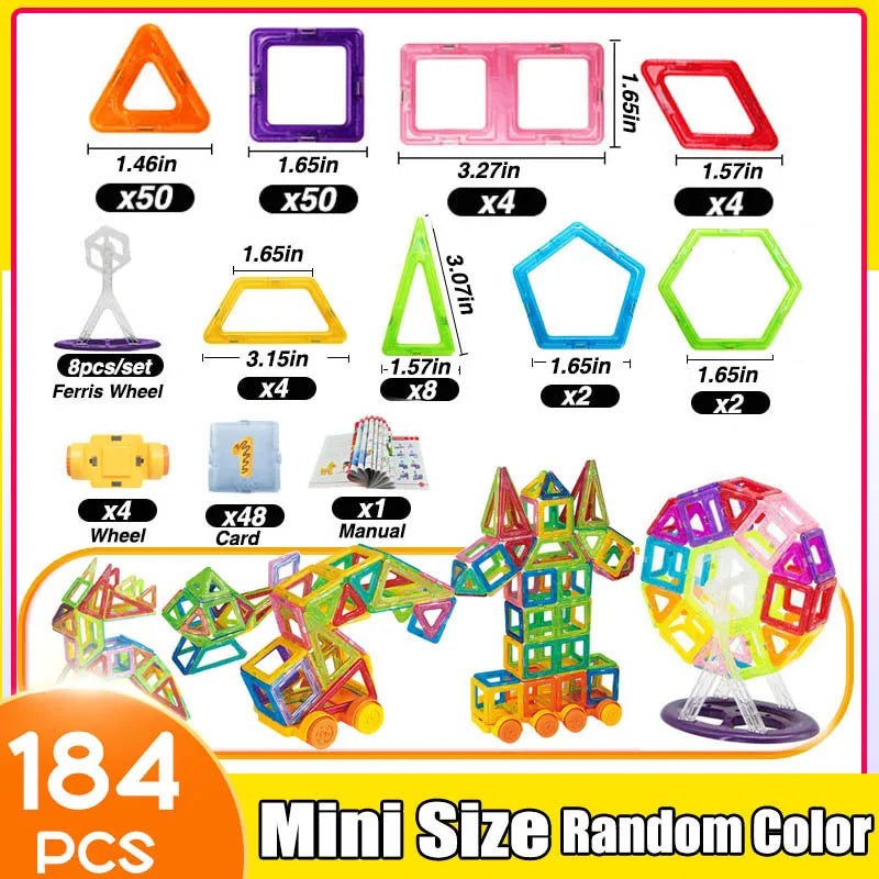 64-184Pcs Kids Magnetic Building Blocks - Image 6