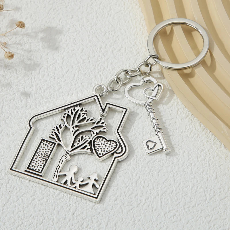 Family Keychain Dad Mom Child Love House Key Ring - Image 4