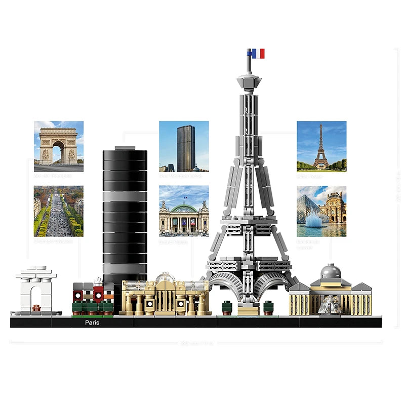 694PCS Arc De Triomphe Eiffel Tower Architecture Pairs Building Blocks - Image 7