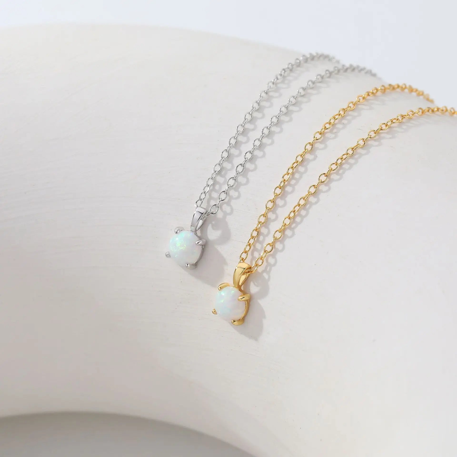 4-Prong Round Cut Opal Necklace - Image 3
