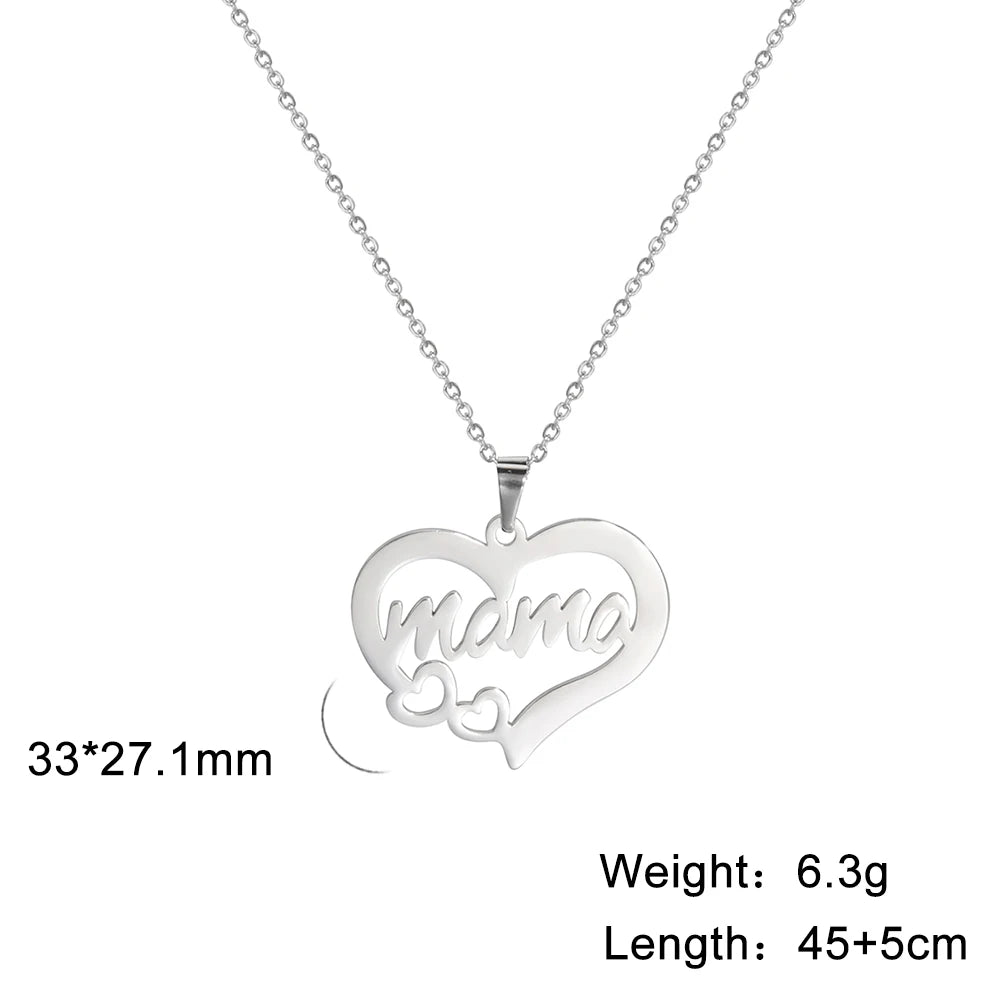 Mama Letter Necklace For Women Super Papa Mom Dad Pendant - Image 10