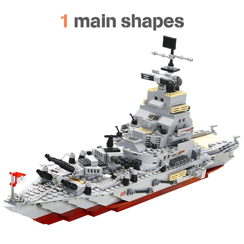 Navy War Chariot Ship Army Boat Plane Model Warships Building Blocks - Image 5