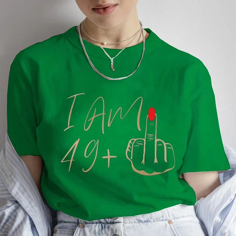 50th Birthday Party Tee for Mom I Am 49 Middle Finger T Shirts - Image 10