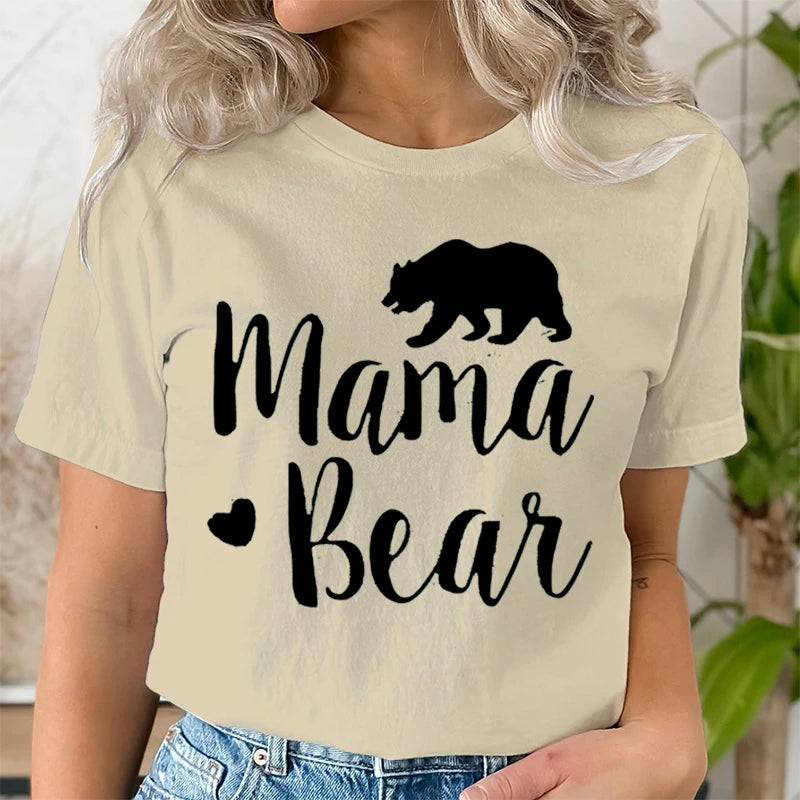 Mama Bear Print T Shirt Women Kawaii Graphic Shirts - Image 7