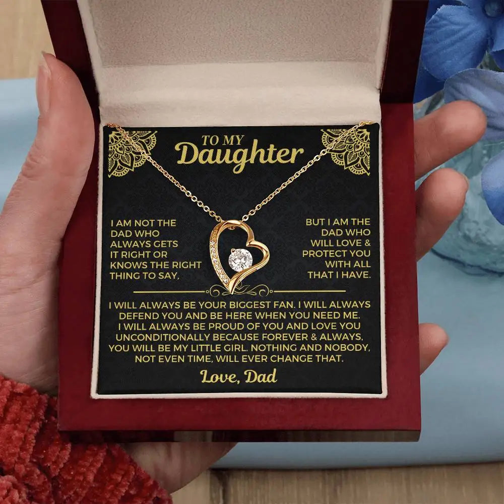 To My Daughter Gift From Dad New Forever Love Heart Pendant Necklace - Image 6