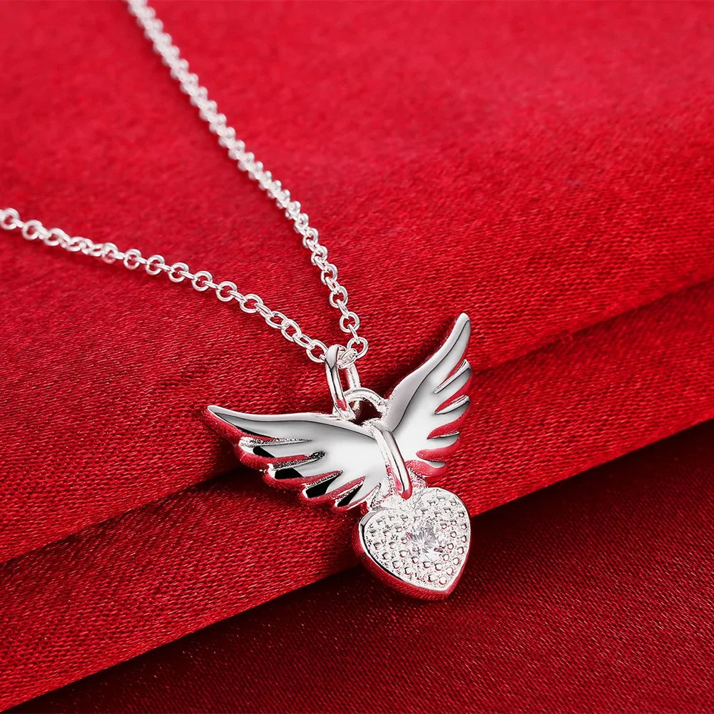 Zircon elegant Heart wings Pendant Necklace - Image 4