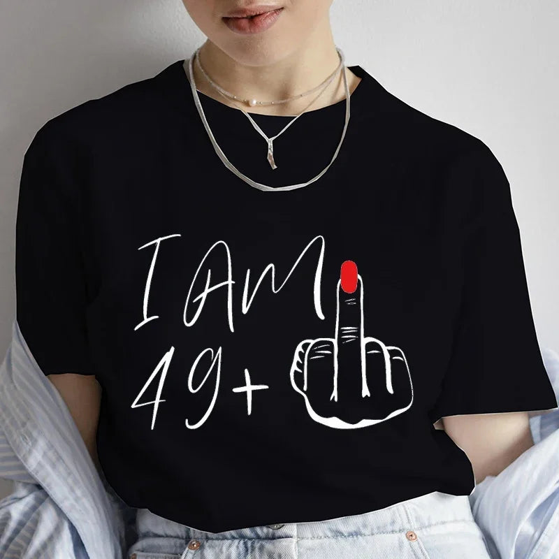 50th Birthday Party Tee for Mom I Am 49 Middle Finger T Shirts - Image 8