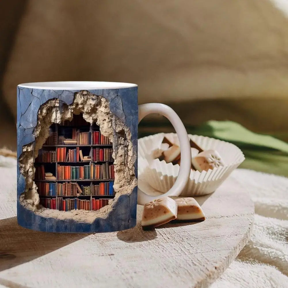 3D Bookshelf Mug Book Lovers Ceramic Coffee Mug - Image 3