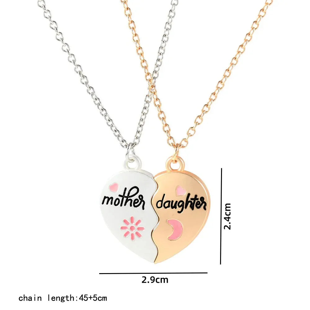 2Pcs/set Heart-shaped Letter Mother and Son or Daughter Necklace - Image 7