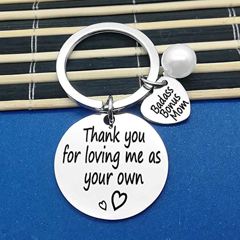 Step Mother Bonus Mom Jewelry Thank You for Loving Me Keyring - Image 4