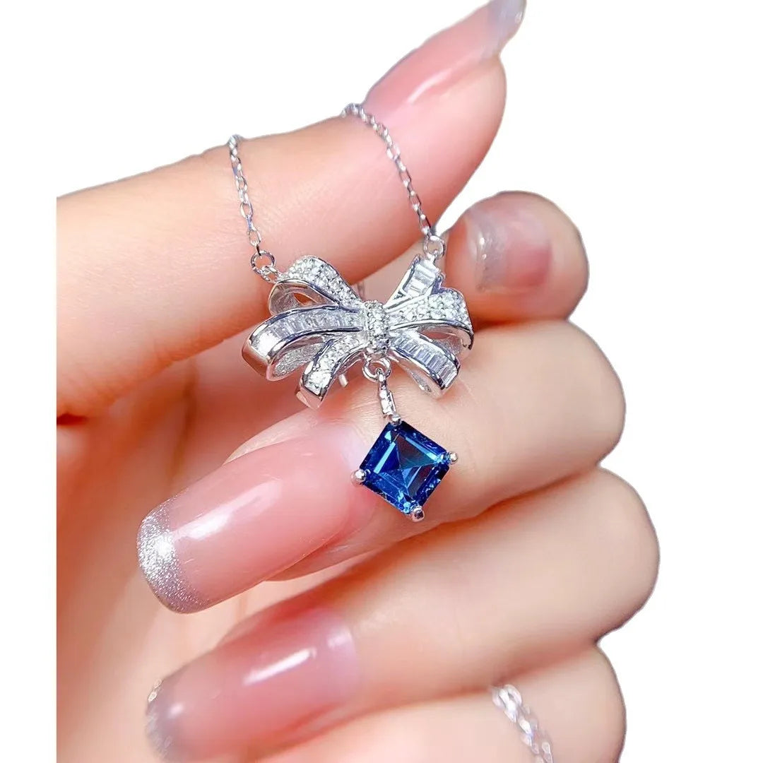 Natural Blue Topaz Pendant For Women Necklace - Image 5