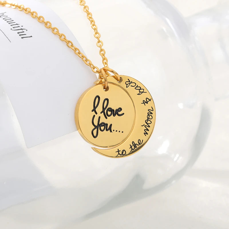 Family Necklace I Love You to the moon and back Necklace - Image 5