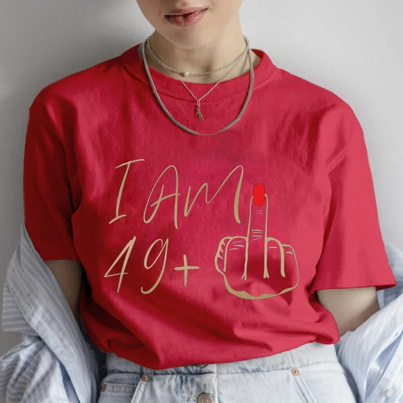 50th Birthday Party Tee for Mom I Am 49 Middle Finger T Shirts - Image 6