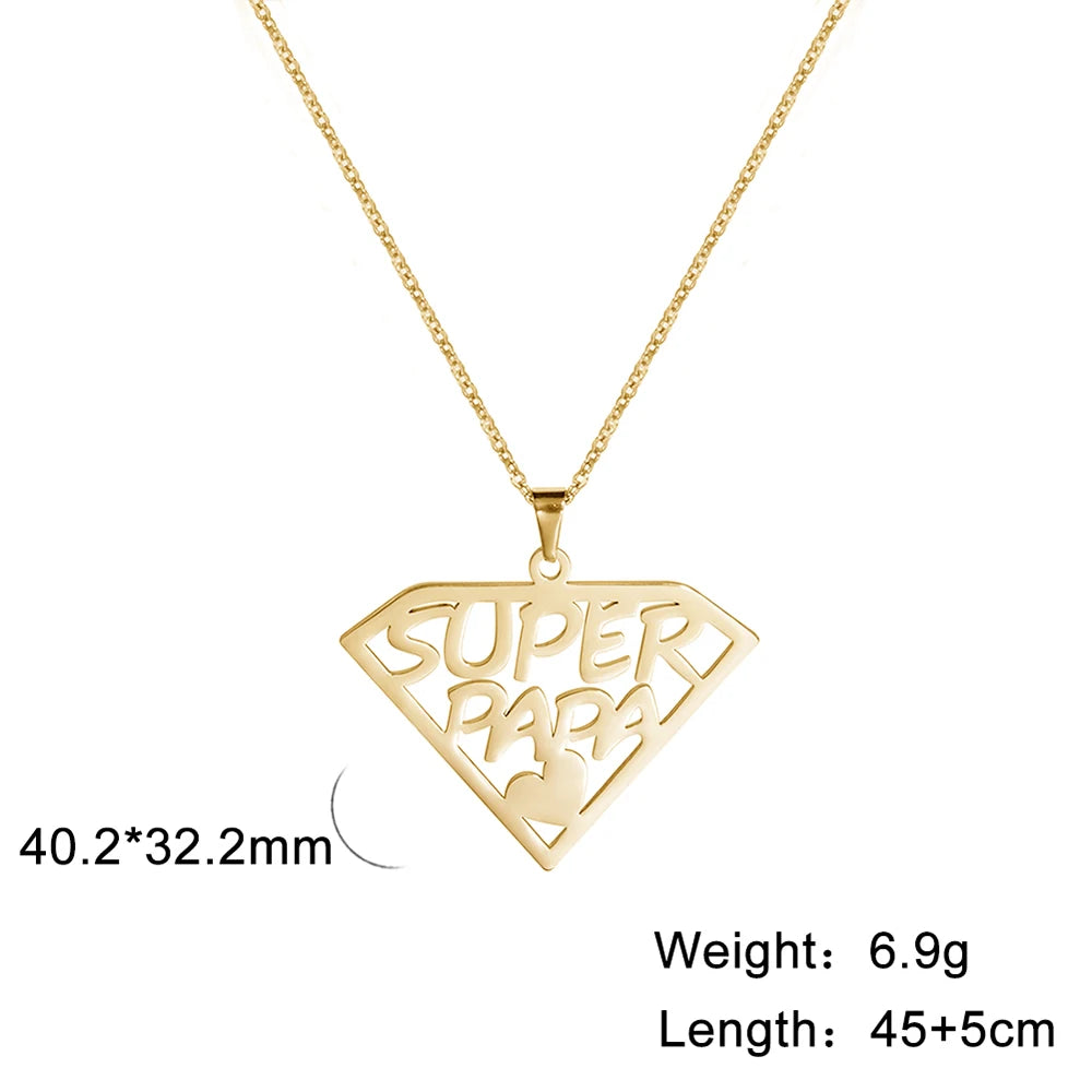 Mama Letter Necklace For Women Super Papa Mom Dad Pendant - Image 6