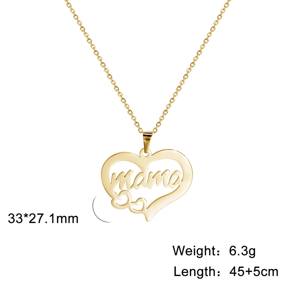 Mama Letter Necklace For Women Super Papa Mom Dad Pendant - Image 12