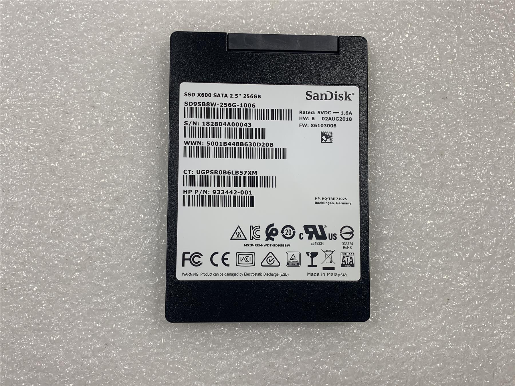 HP 933446-002 Sandisk x600 128GB Solid State Drive SATA 2.5 SED