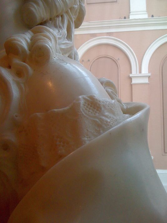 Lace on shoulder of Marble Bust Lace on shoulder of Marble Bust