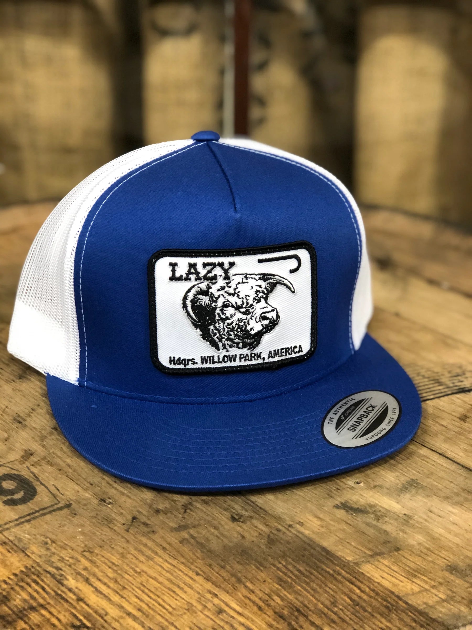 Lazy J Ranch Wear Royal Blue & White 4" Cattle Headquarters Cap