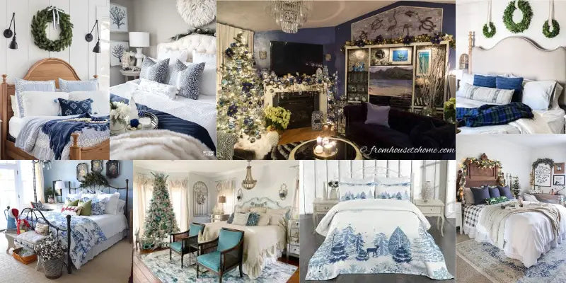 Blue and White Christmas Bedroom