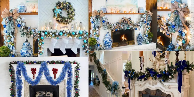 Blue and White Christmas Garland