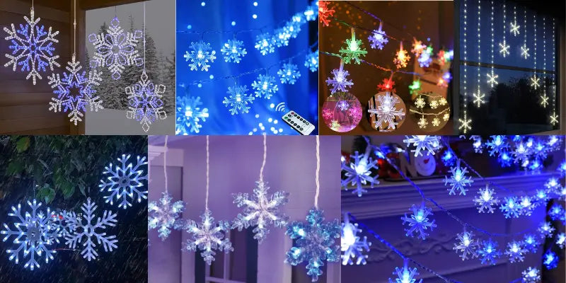 Blue and White Snowflake Christmas Lights