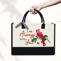 Cardinal I Am Always With You Canvas Zipper Tote Bag