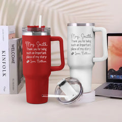 Personalized Teacher Appreciation Apple, Best Teacher Ever 40oz Tumbler Laser Engraved