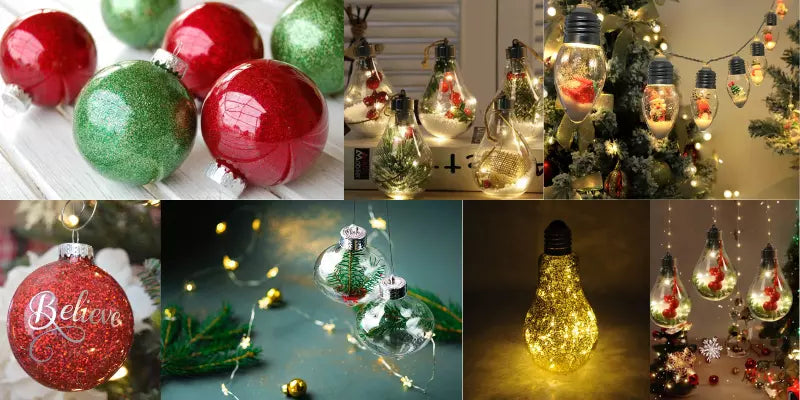 Gliter Xmas Glass Bulbs