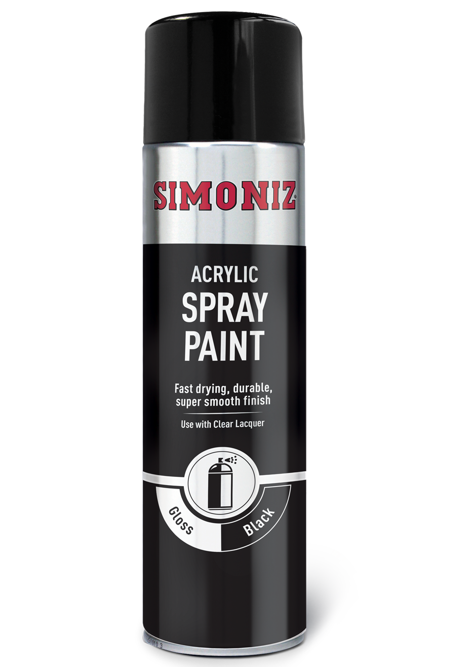 Simoniz Gloss Black Acrylic Aerosol Auto Car Spray Paint 500ml SIMP15D ...