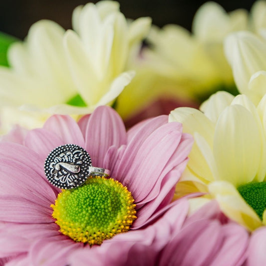 Oxidized German Peacock Animal Round Clip On Non Pierced Silver Nose Pin