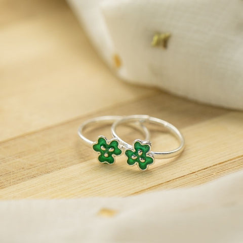 Pure 100% Silver Green Floral Bohemian Toe Ring