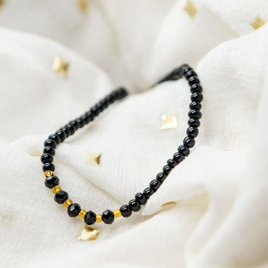 Black Beads Elegant Indian Mangalsutra Nazaria Tiny Beaded Daily Bracelet