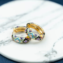 Large Round Elegant 18ct Gold Plated Stud Earrings – The Colourful