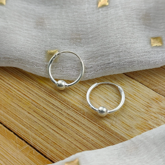 One Ball Bali Hoop Earrings