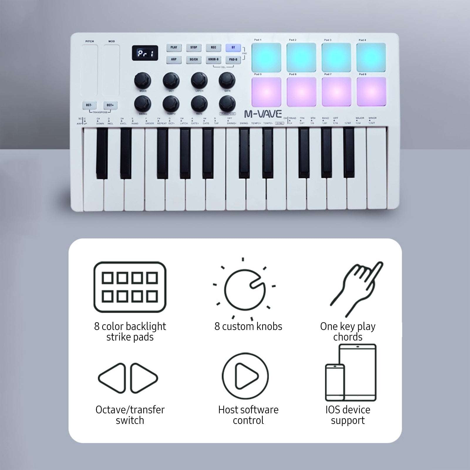 M-VAVE MIDI 25-Key USB MIDI Keyboard With Backli – Producer Central by PASHINN