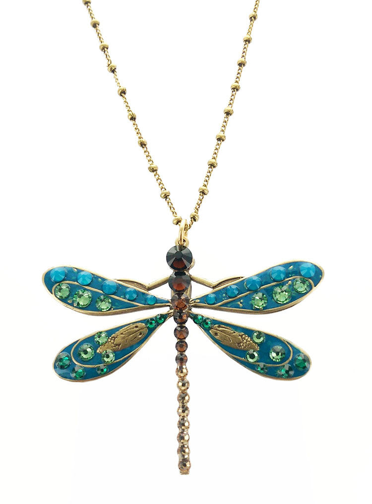 Blue Green Topaz Swarovski Crystals Dragonfly Necklace – Sheva Jewelry