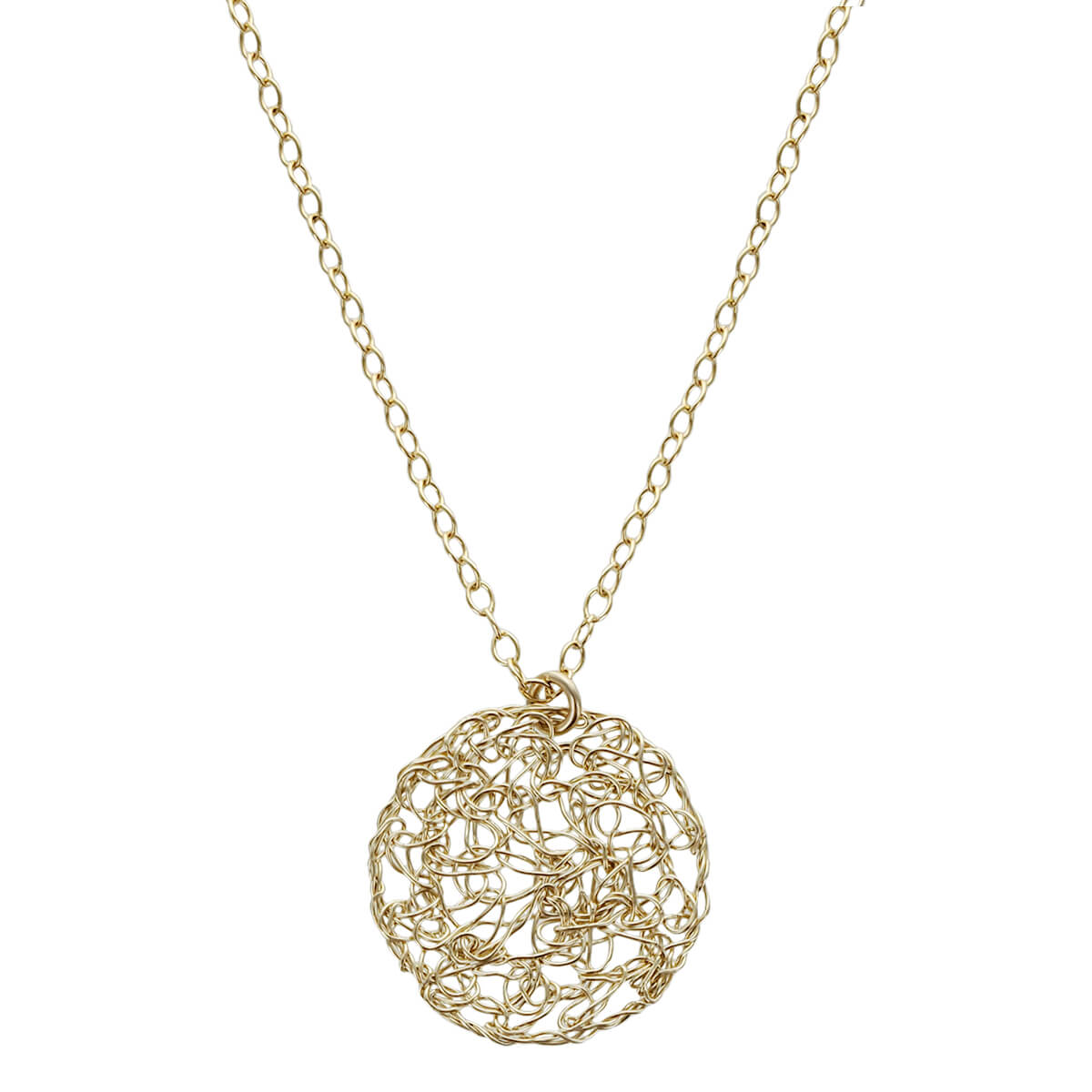 Israeli Smadar Sarid Golden Mesh Medallion Necklace